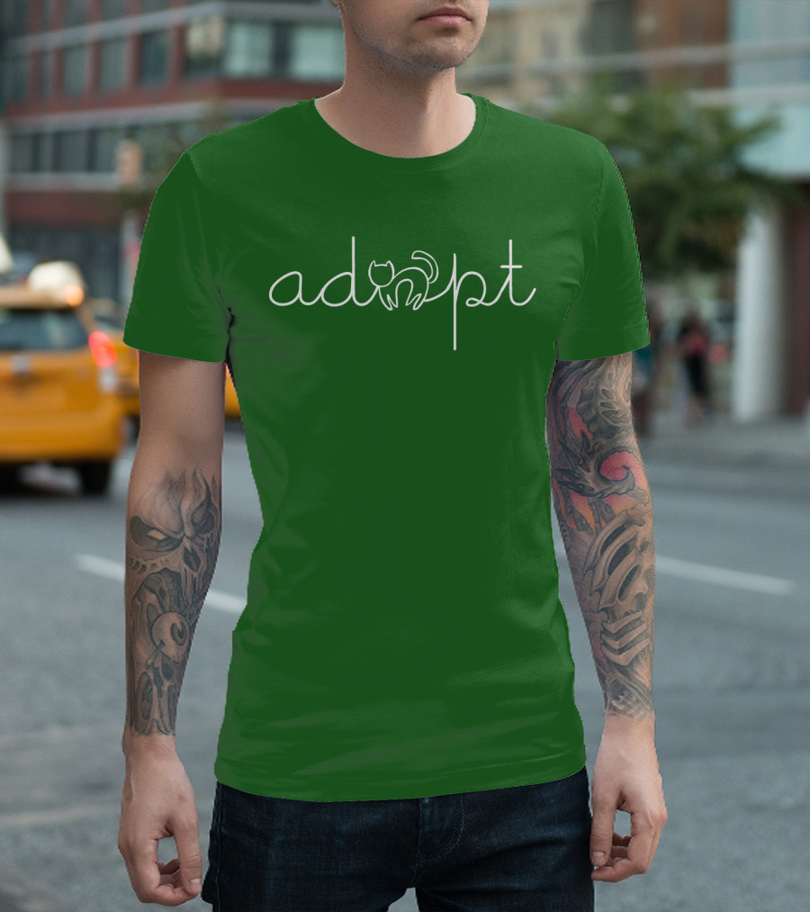 Adopt A Cat with Minimalist Line Art Cat T-Shirt