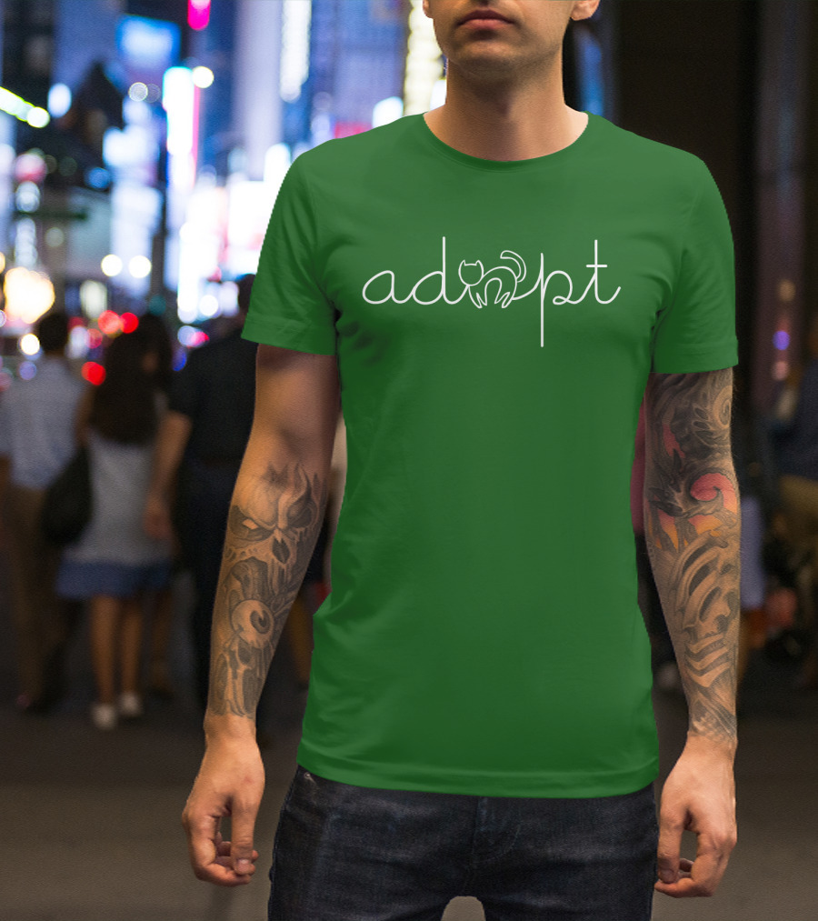 Adopt A Cat With Minimalist Line Art Cat T-Shirt