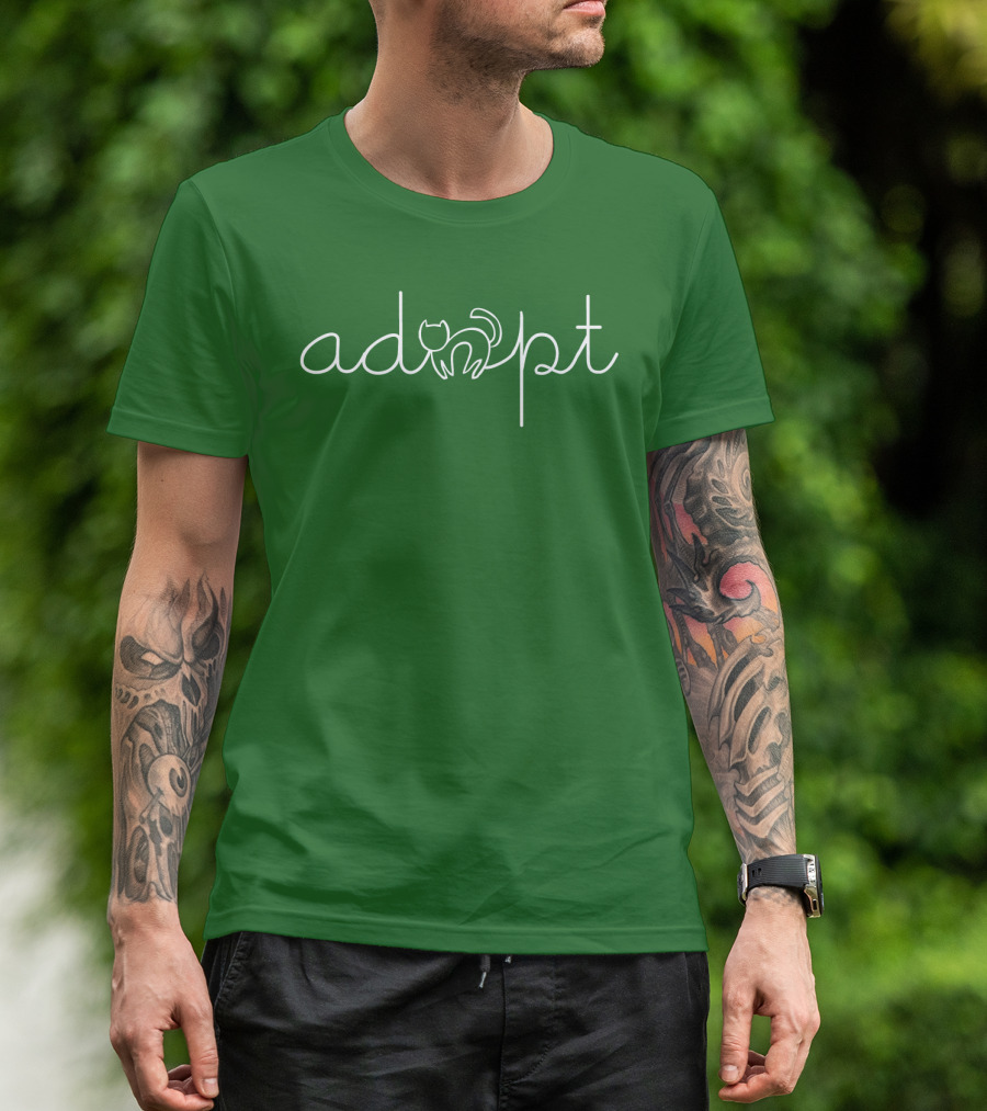 Adopt A Cat With Minimalist Line Art Cat T-Shirt