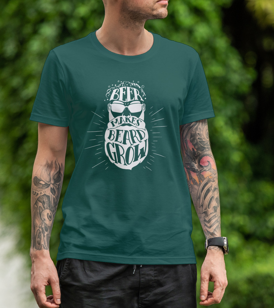 Beer Makes Beard Grow Bubbles And Sunglasses T-Shirt