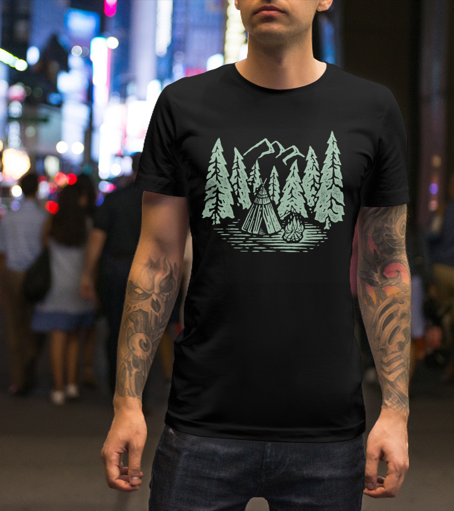 Campfire In A Forest Of Jungle Trees T-Shirt
