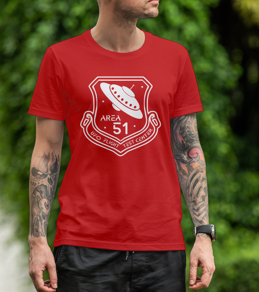 Area 51 UFO Flight Test Center Badge With Flying Saucer Emblem T-Shirt