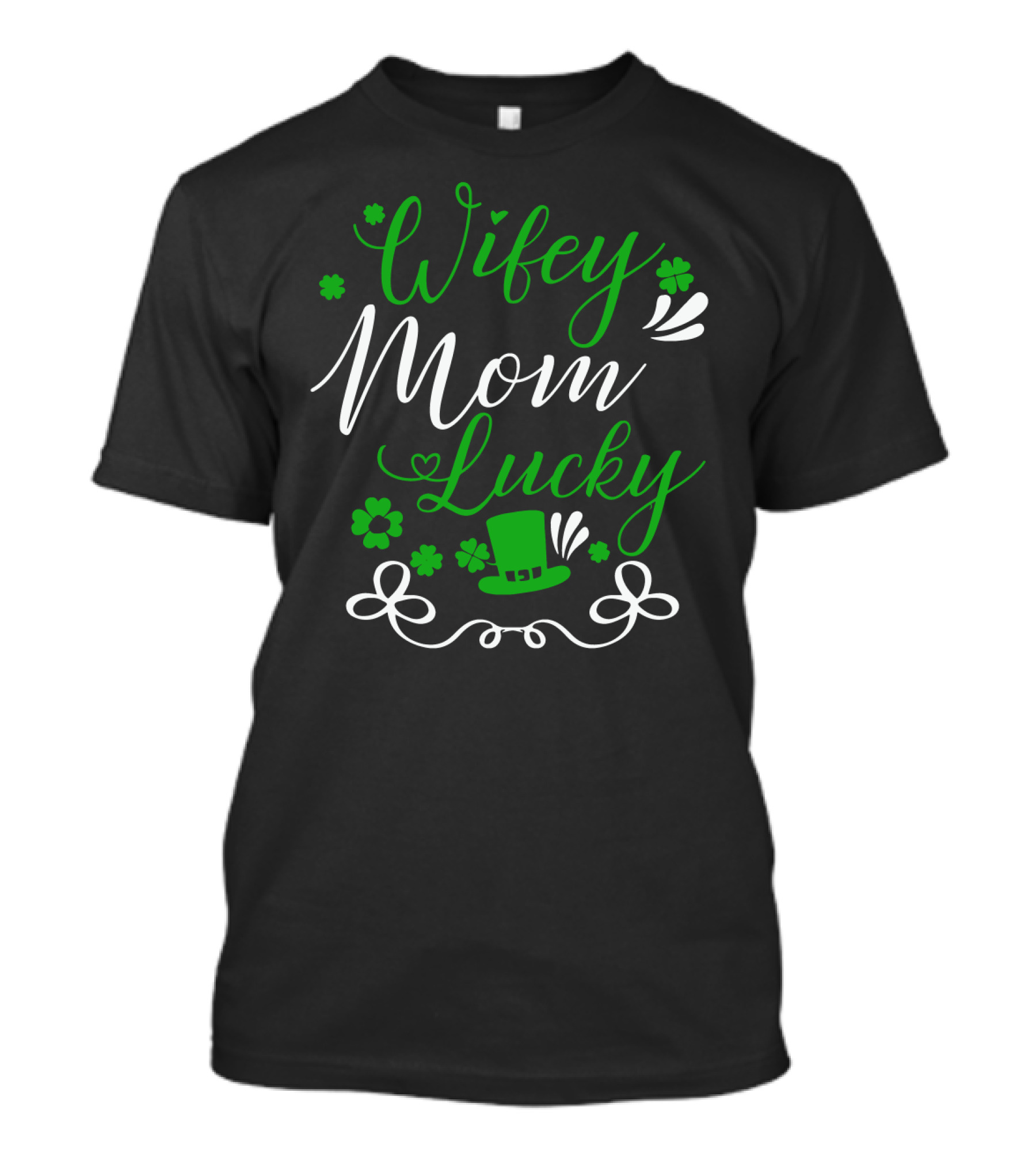 Wifey Mom Lucky Shamrock Hat Bow T-Shirt