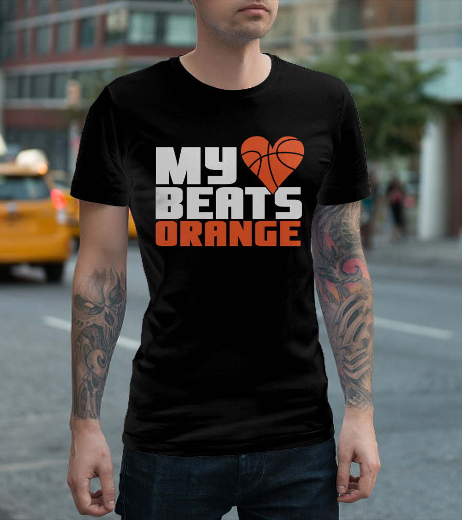 My Heart Beats Orange Basketball T-Shirt