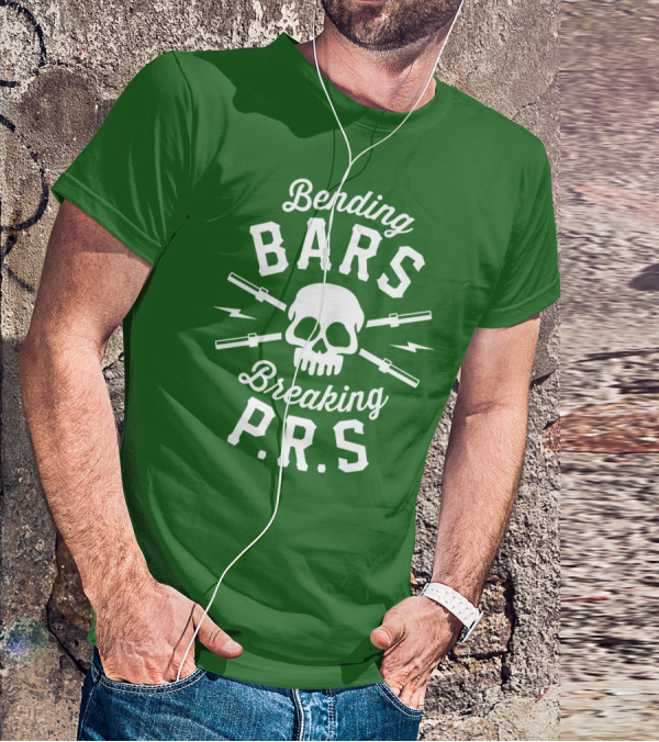 Bending Bars Breaking PRs Skull With Barbells T-Shirt