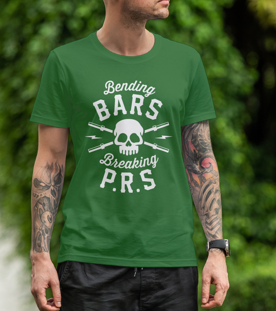 Bending Bars Breaking PRs Skull With Barbells T-Shirt