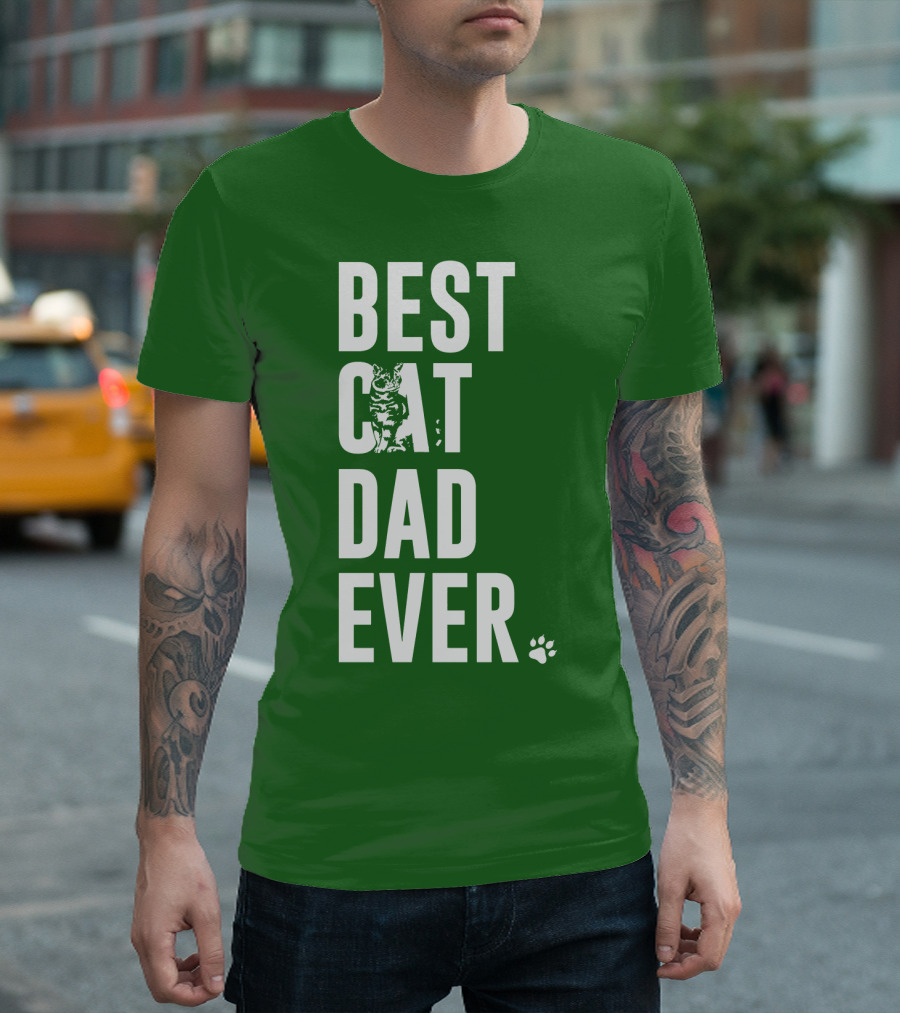 BEST CAT DAD EVER Cat and Paw T-Shirt
