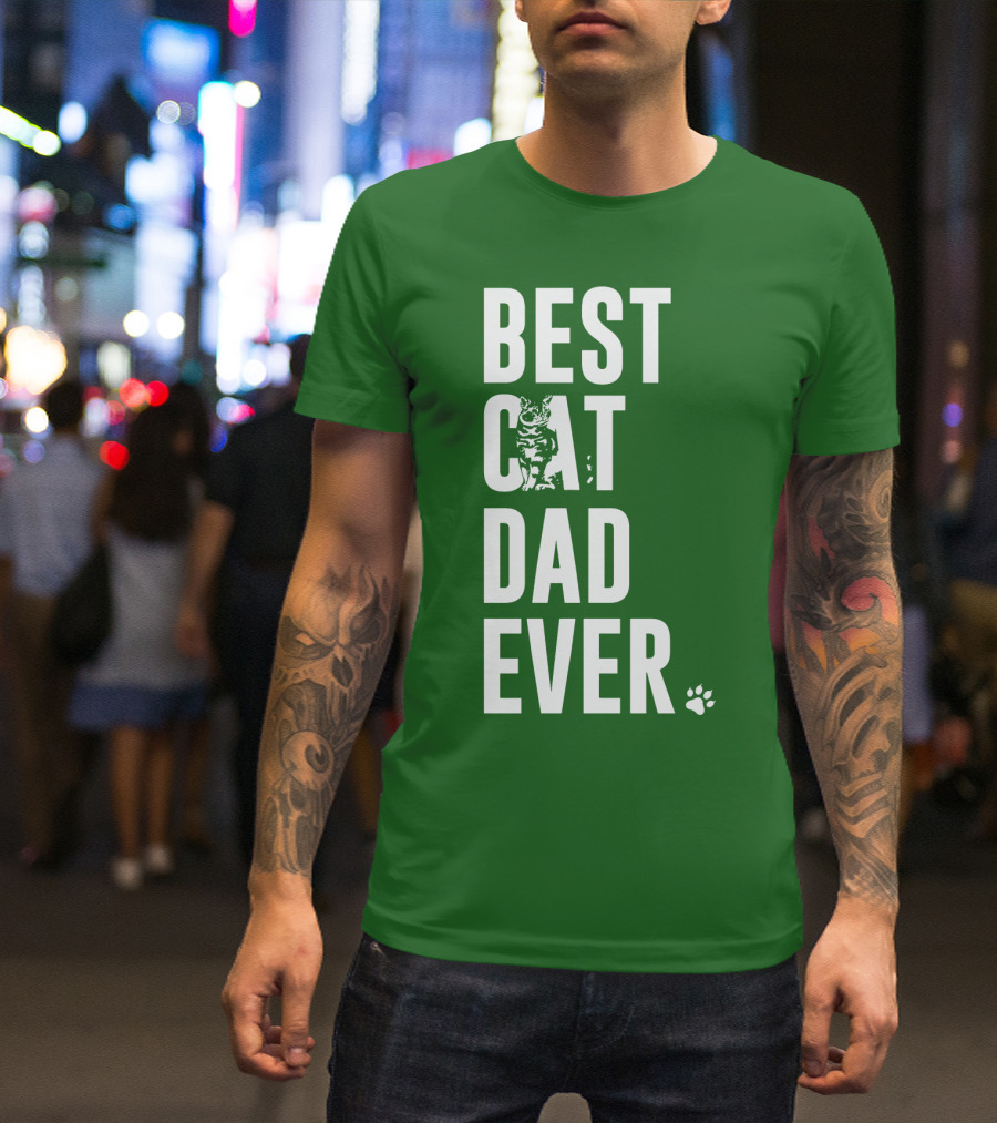 BEST CAT DAD EVER Cat And Paw T-Shirt