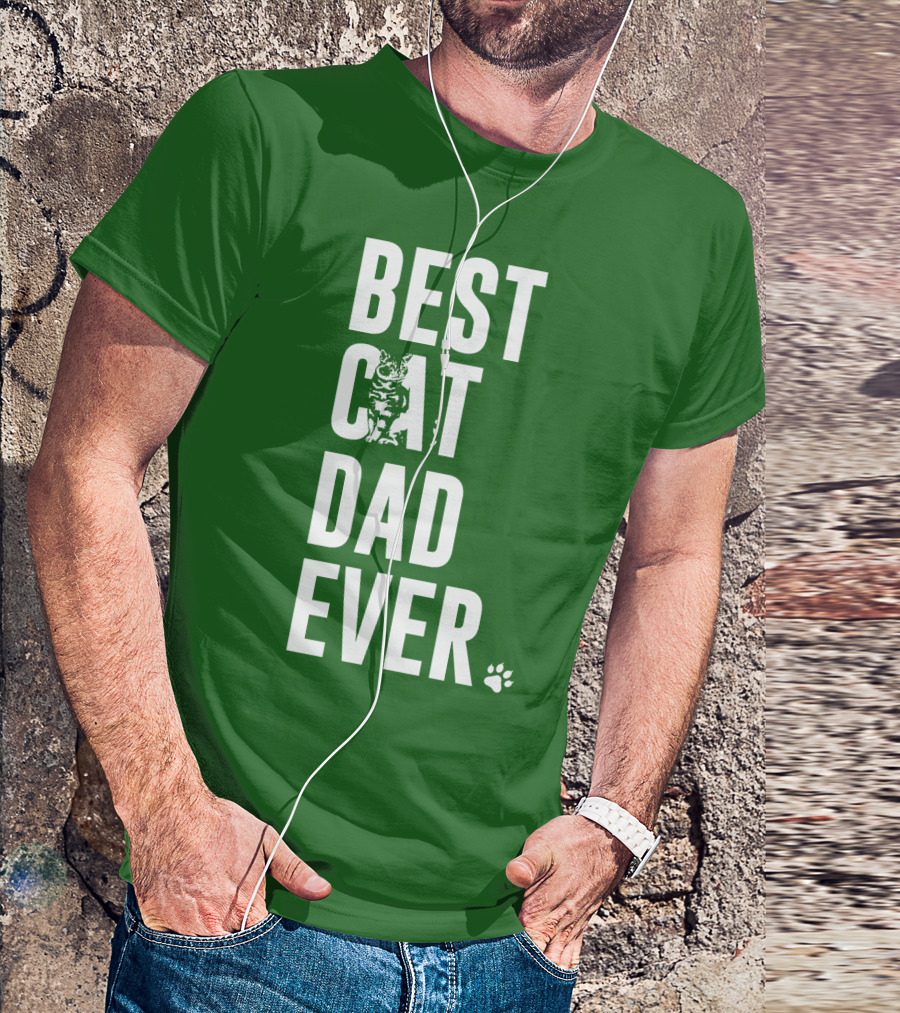 BEST CAT DAD EVER Cat And Paw T-Shirt