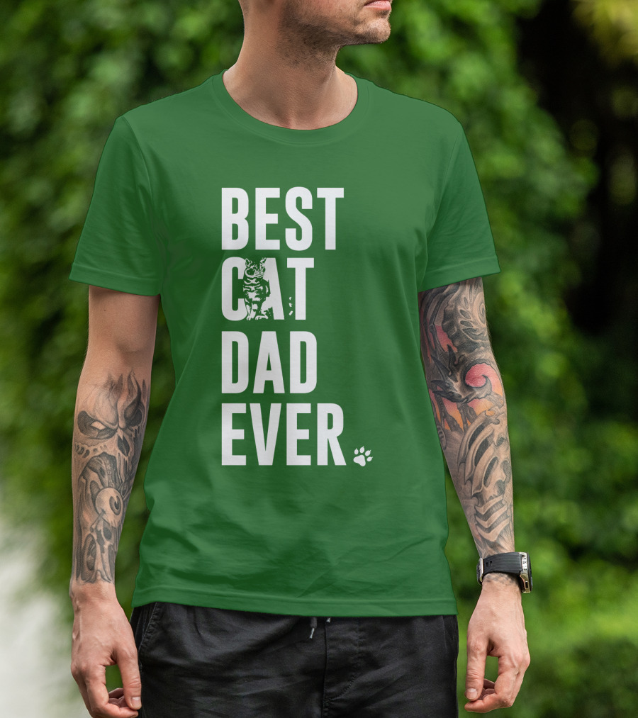 BEST CAT DAD EVER Cat And Paw T-Shirt