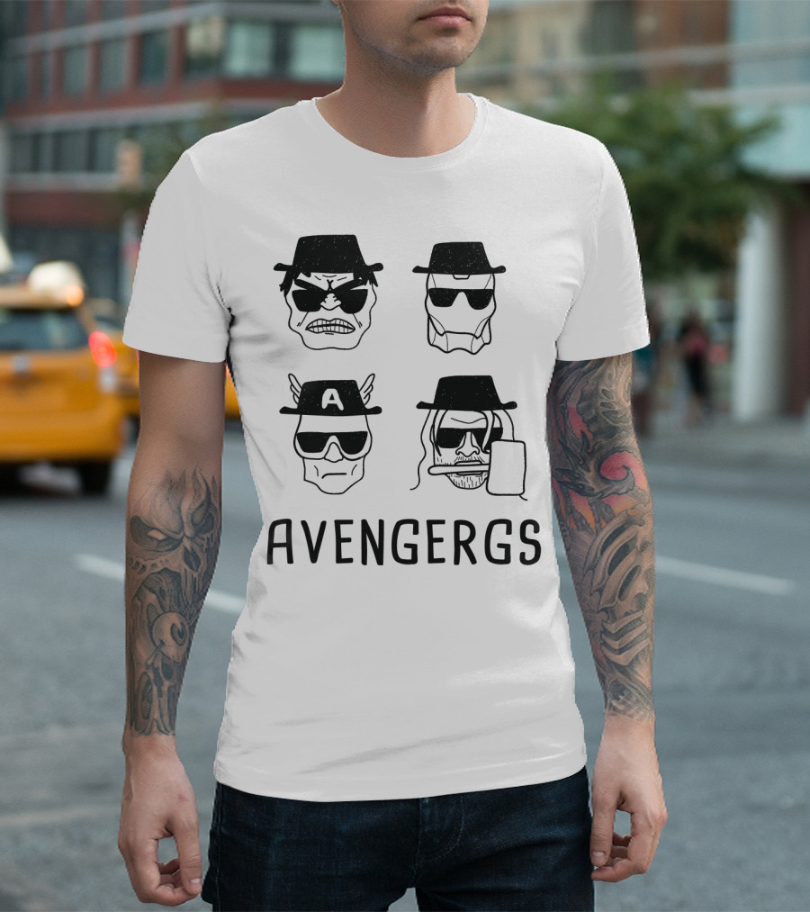Avengergs Characters with Hats and Sunglasses T-Shirt