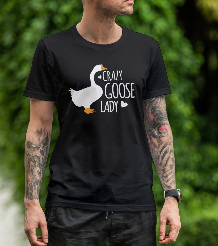 Crazy Goose Lady Heart Love T-Shirt