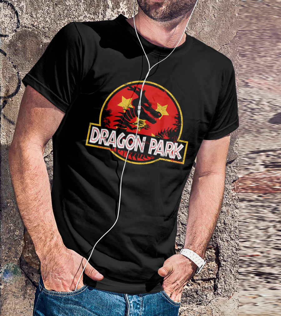 Dragon Park Jurassic Parody Retro T-Shirt