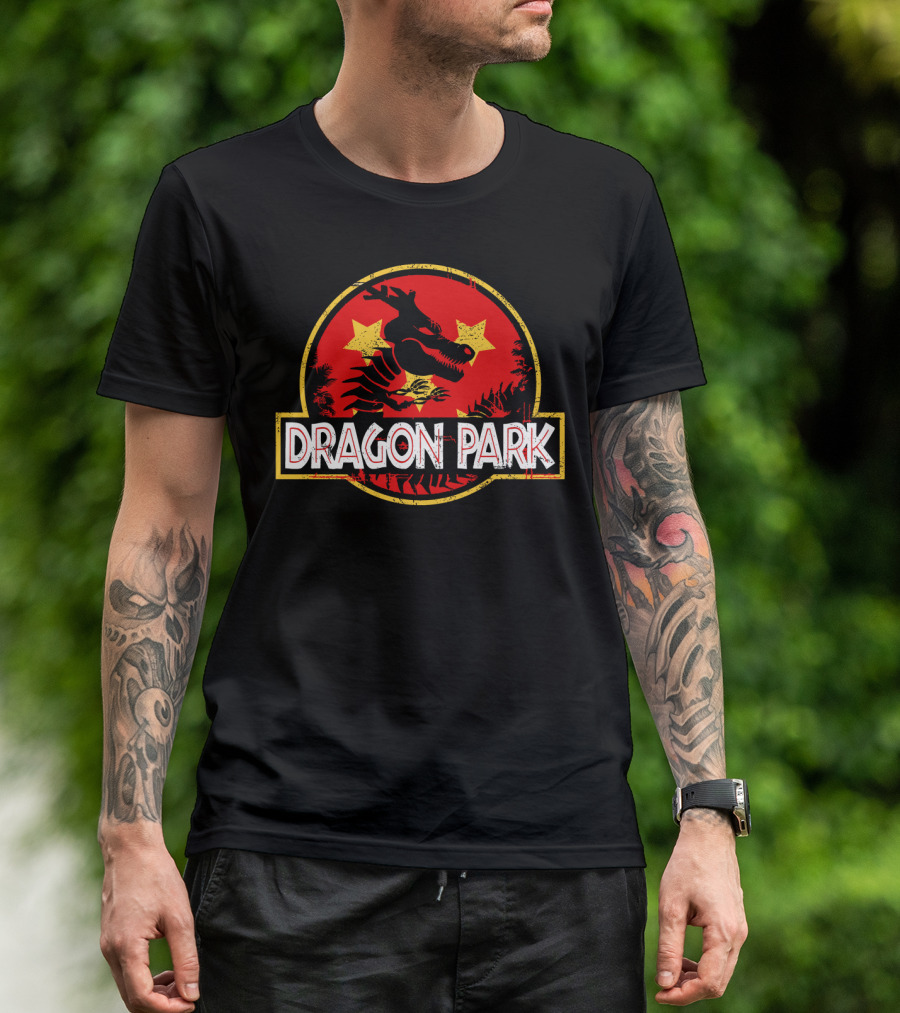 Dragon Park Jurassic Parody Retro T-Shirt