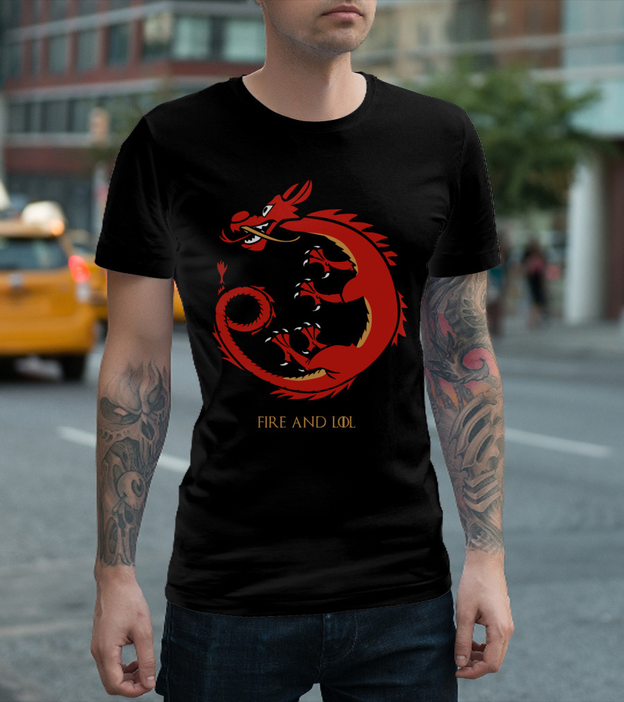 Fire and Lol Red Dragon Chinese T-Shirt
