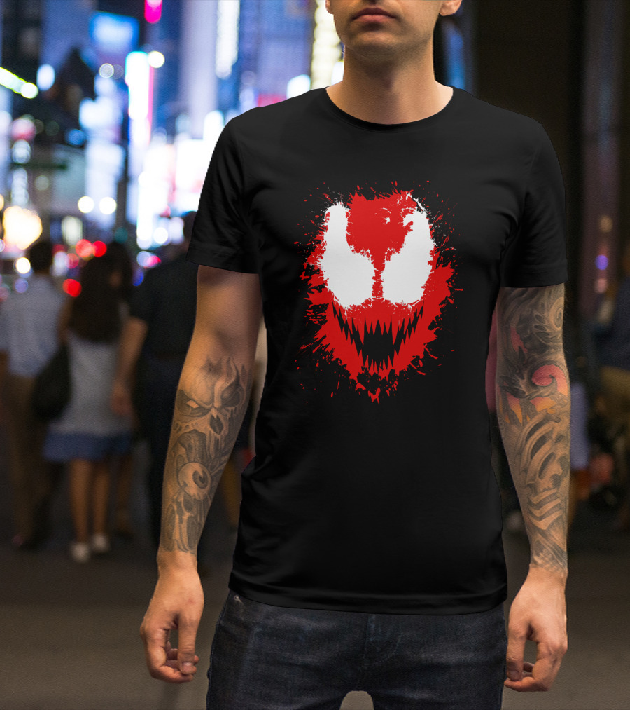 Carnage Marvel Villain Symbiote Red And Black Iconic Mask T-Shirt