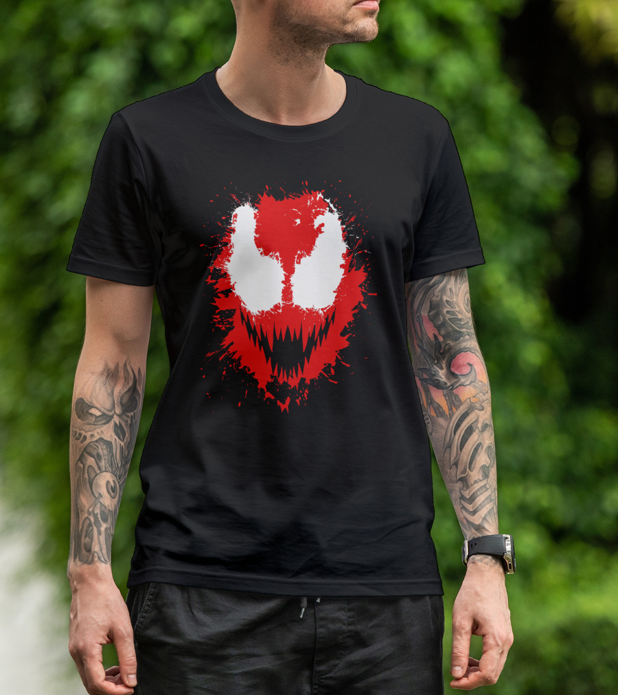 Carnage Marvel Villain Symbiote Red And Black Iconic Mask T-Shirt