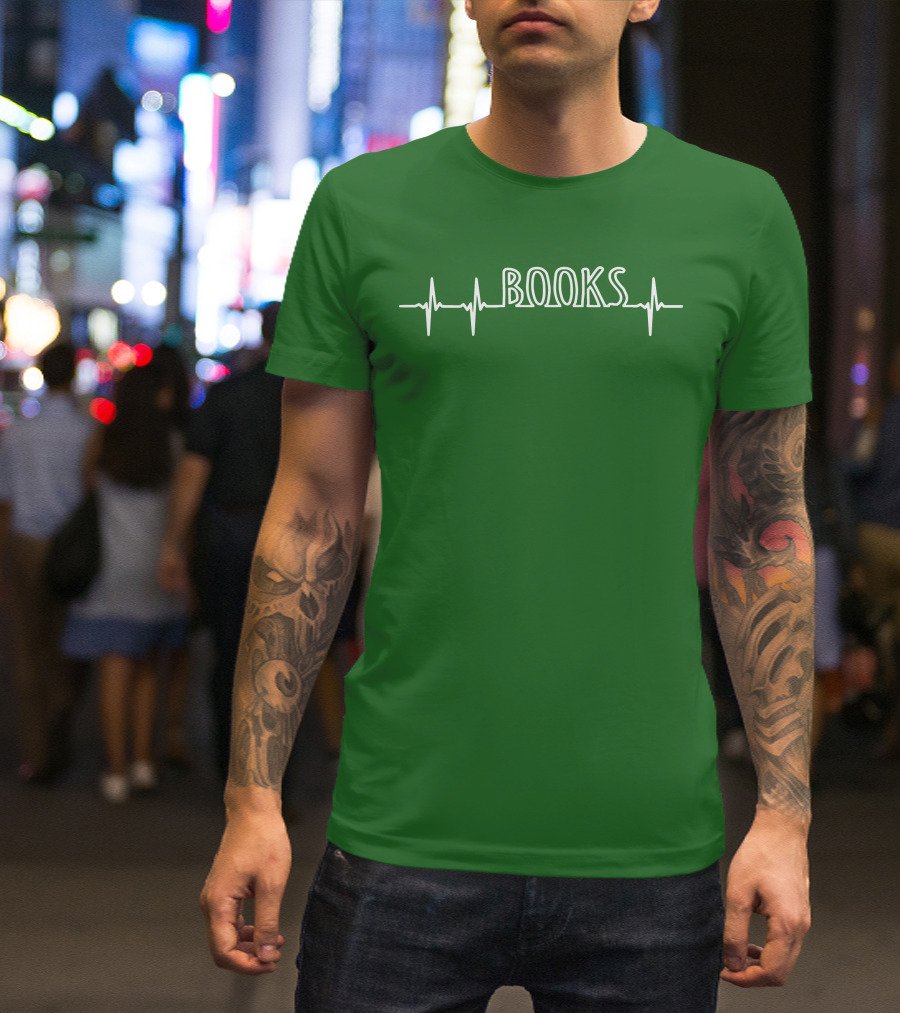 Books Heartbeat EKG Line T-Shirt