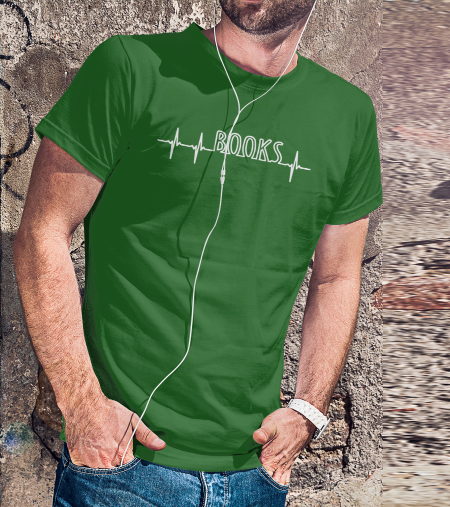 Books Heartbeat EKG Line T-Shirt