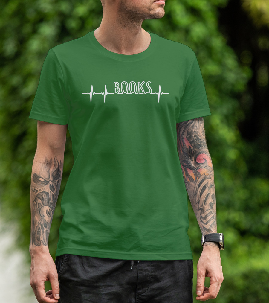 Books Heartbeat EKG Line T-Shirt