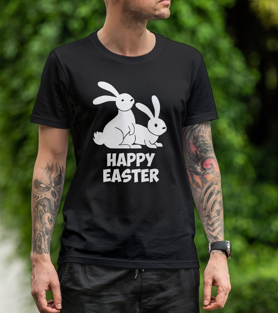 Happy Easter Bunnies Rabbit Pair T-Shirt