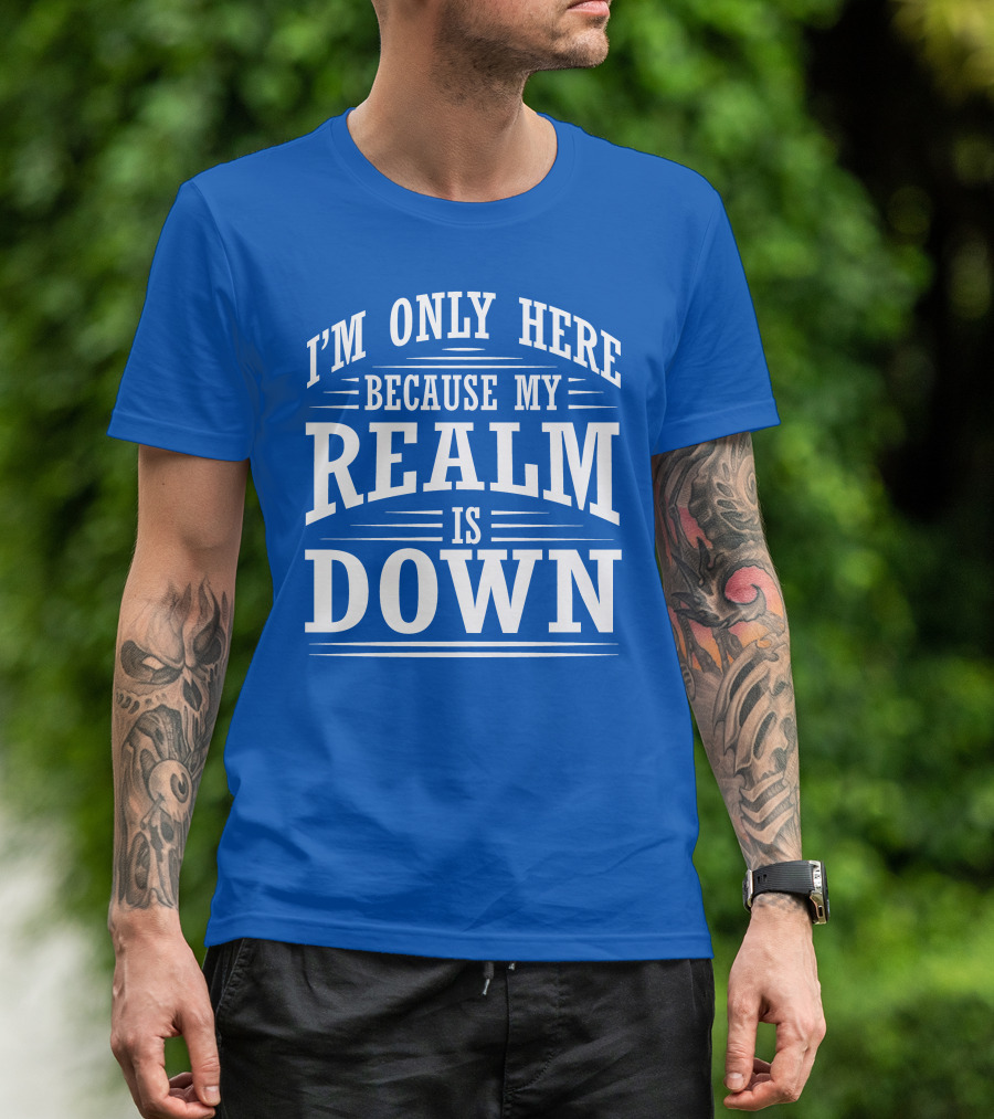 I'm Only Here Because My Realm Is Down Gaming Humor T-Shirt