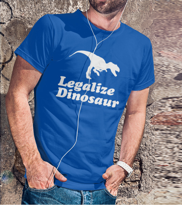 Legalize Dinosaur T-Rex Silhouette On Blue T-Shirt