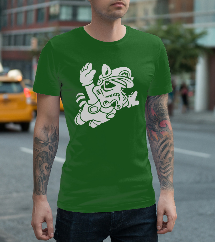 Tanooki Trooper Mashup M Helmet Raccoon Tail T-Shirt