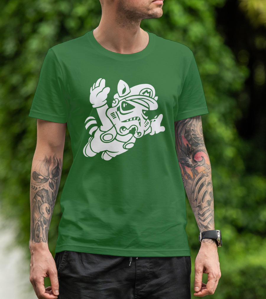 Tanooki Trooper Mashup M Helmet Raccoon Tail T-Shirt