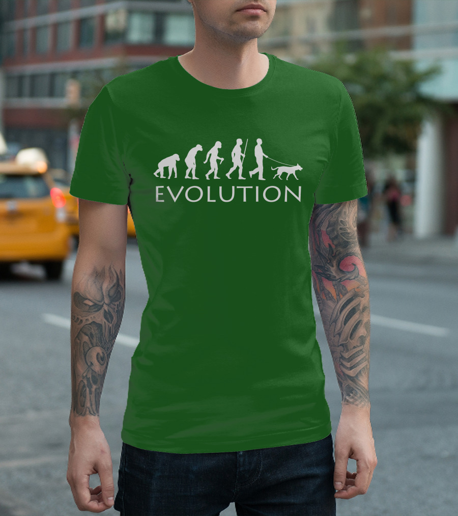 Evolution Human Dog Walker Progression Steps T-Shirt