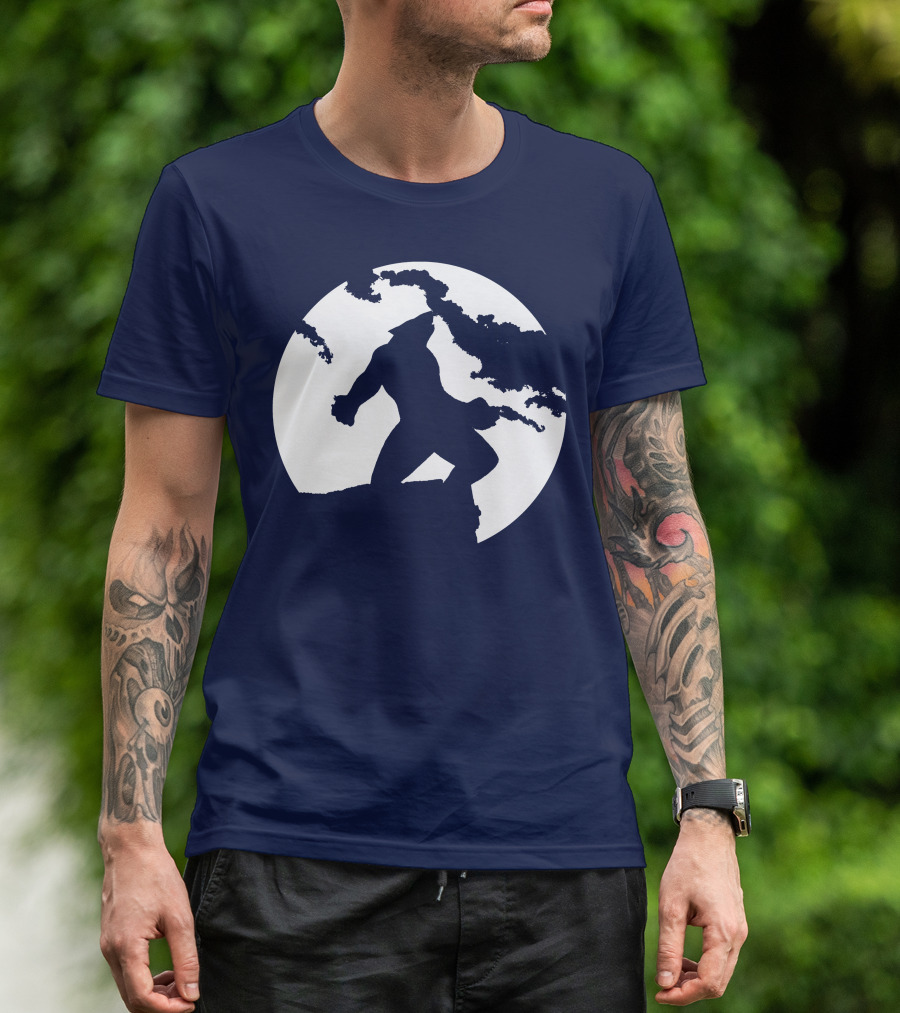 Wolf Standing Boldly Against The Moon Edge T-Shirt