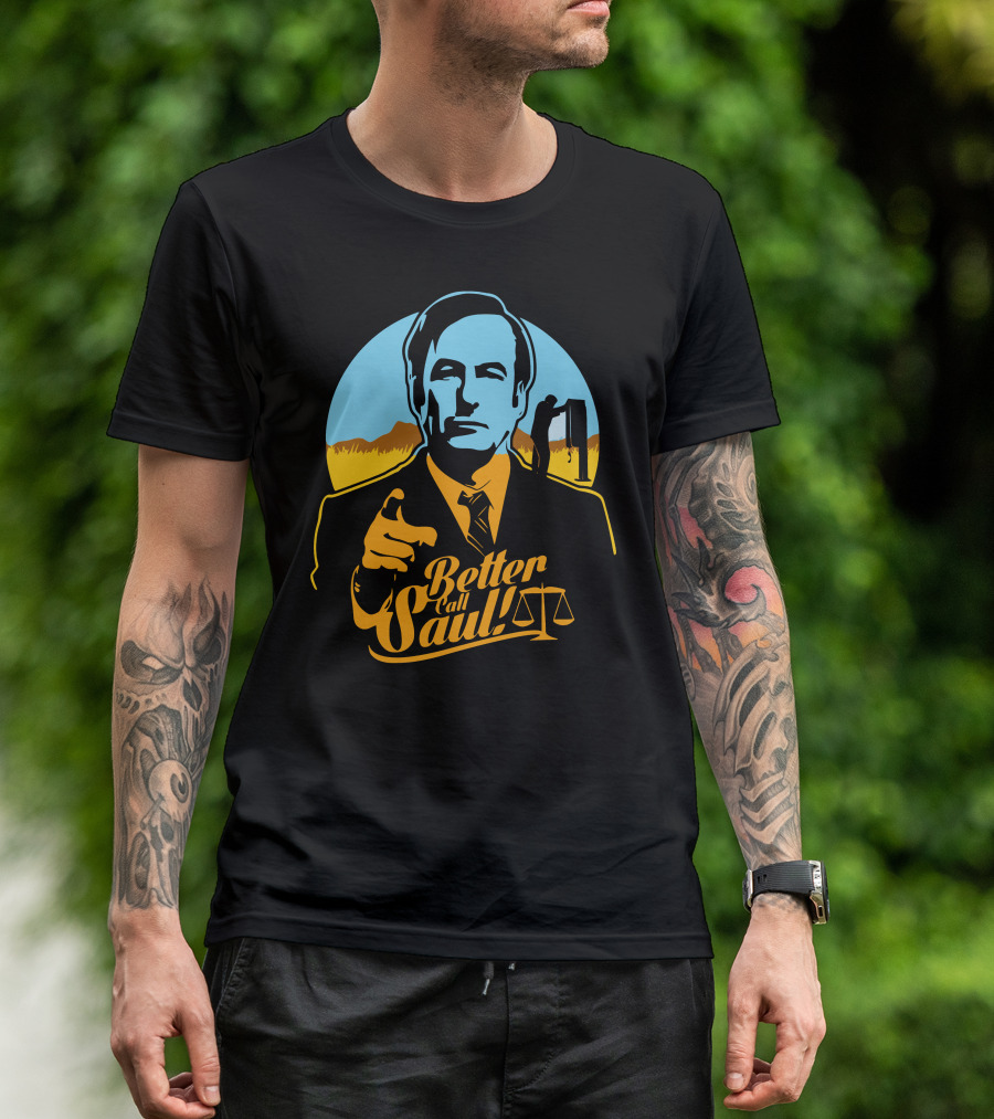 Better Call Saul Vintage Style Lawyer Silhouette With Scales Of Justice T-Shirt