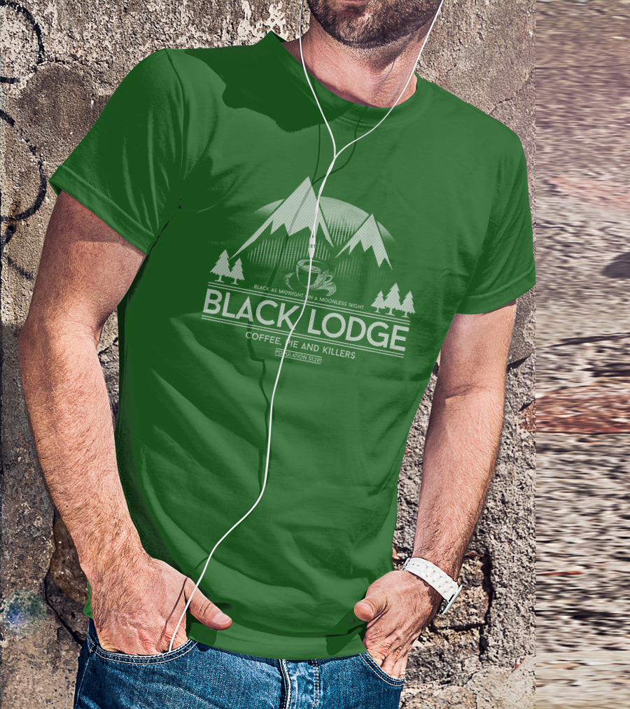 Black Lodge Coffee Pie Killers Black As Midnight On A Moonless Night Population 51201 T-Shirt