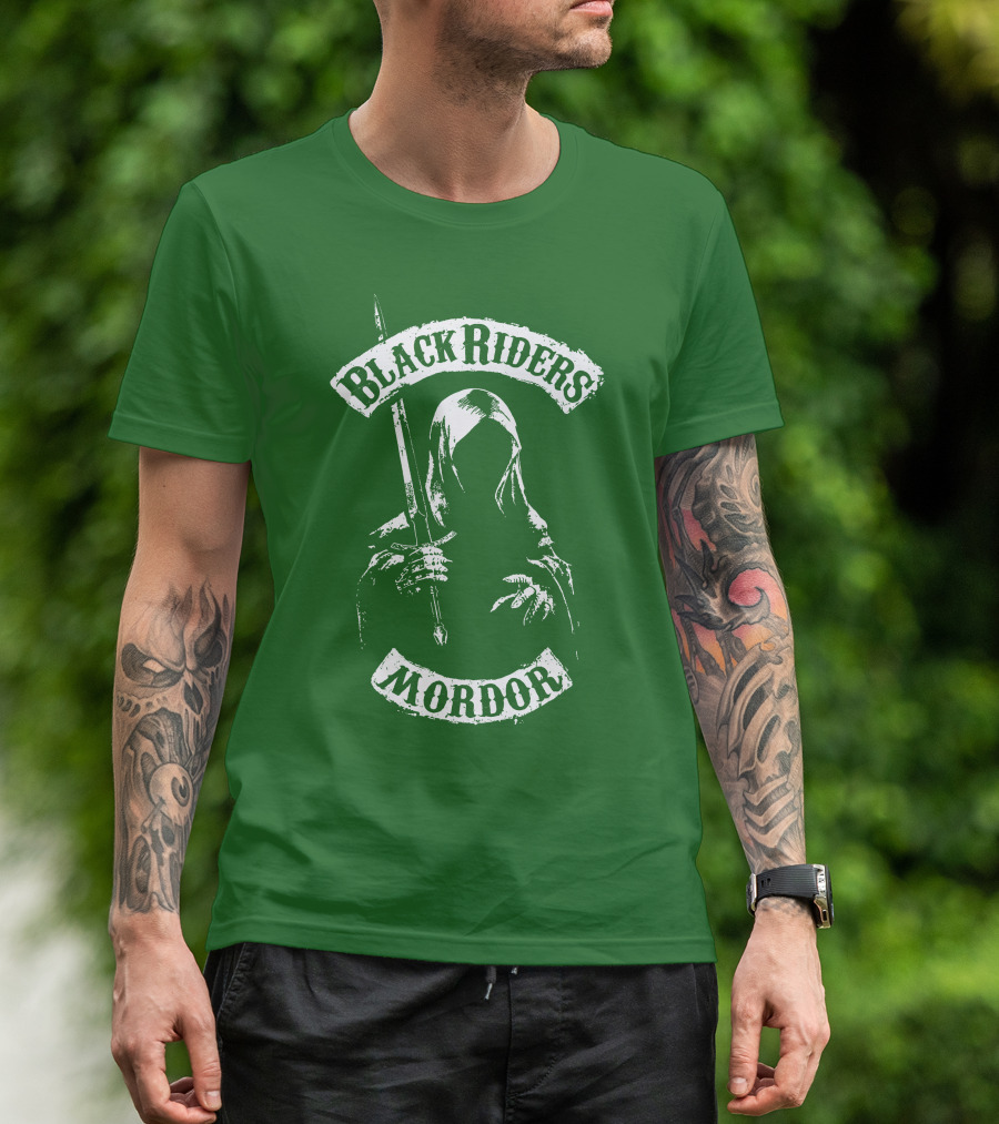 Black Riders Mordor Nazgûl Wraiths Sword Green Background T-Shirt