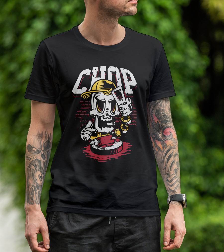 CHOP CHOP Skeleton Barber With Razor T-Shirt