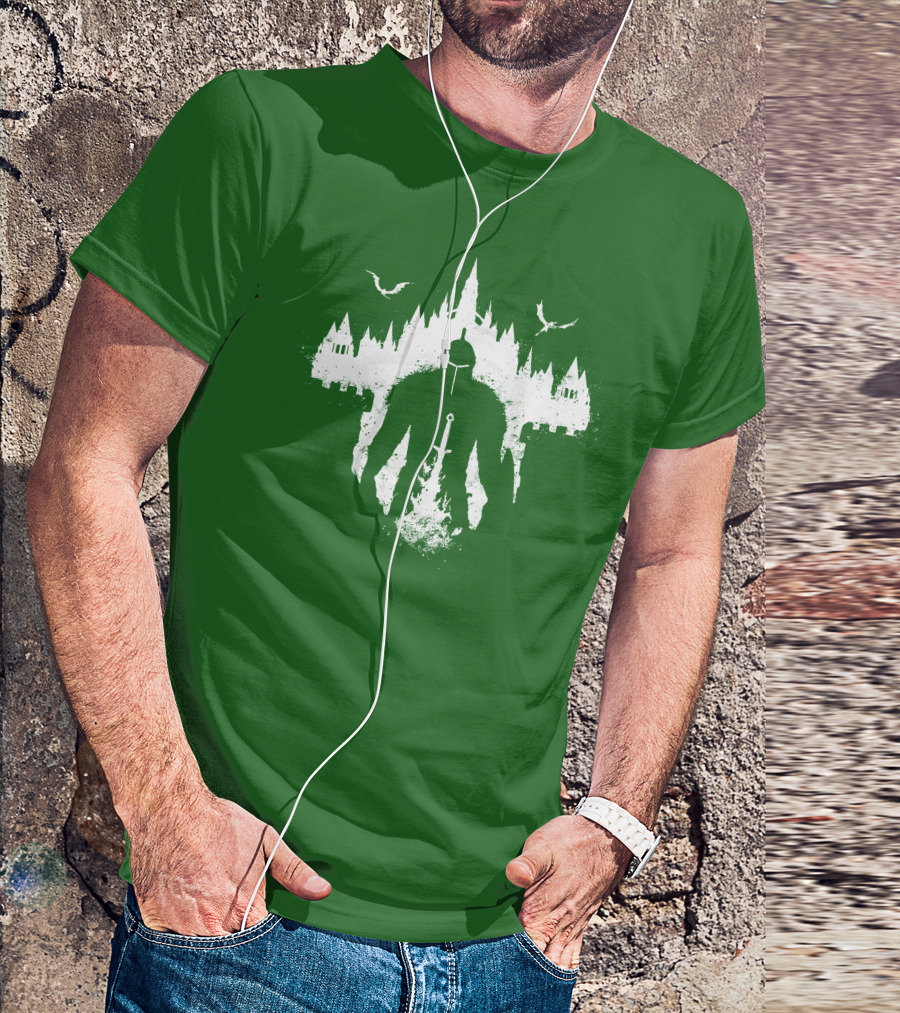 Warrior Soul Medieval Knight Silhouette With Sword And Castle In Background T-Shirt