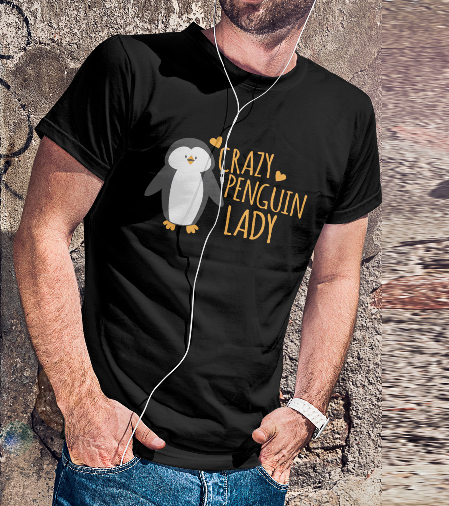 CRAZY PENGUIN LADY Cute Heart Penguin T-Shirt