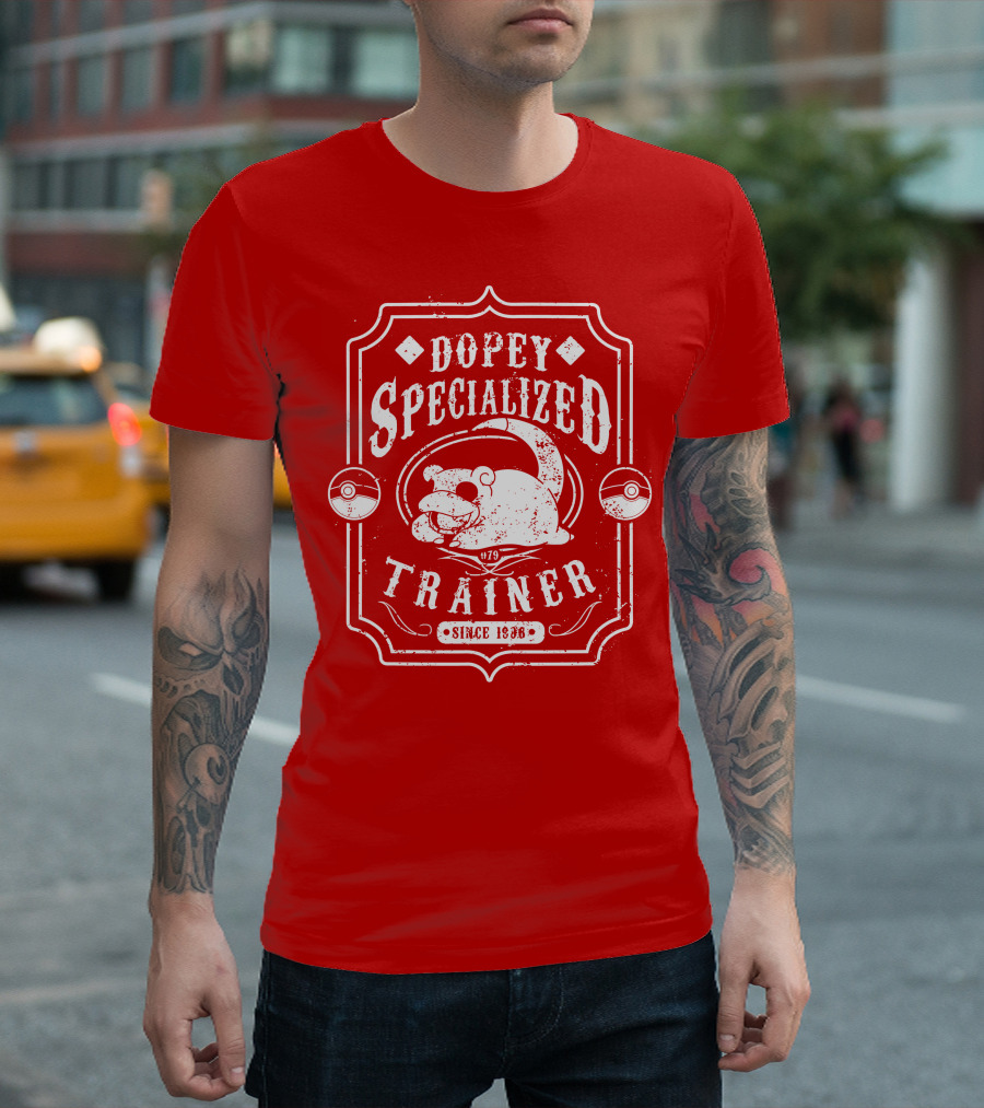 Dopey Specialized Trainer Slowpoke Since 1996 Pokéball Red Badge T-Shirt