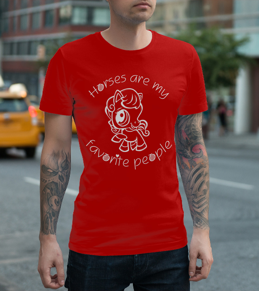 Horses Are My Favorite People Cute Cartoon T-Shirt