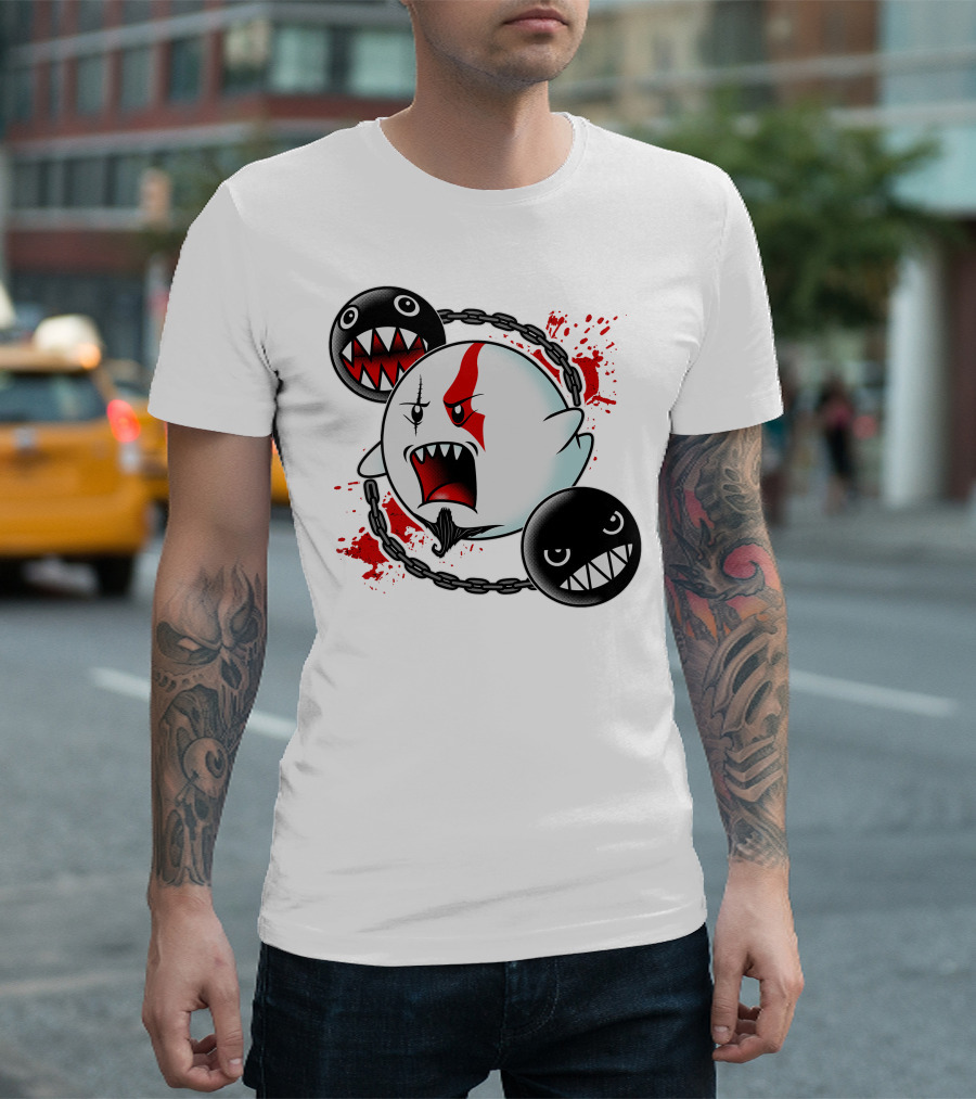GHOST OF SPARTA BOO MEETS CHAIN CHOMP SPLATTER T-Shirt
