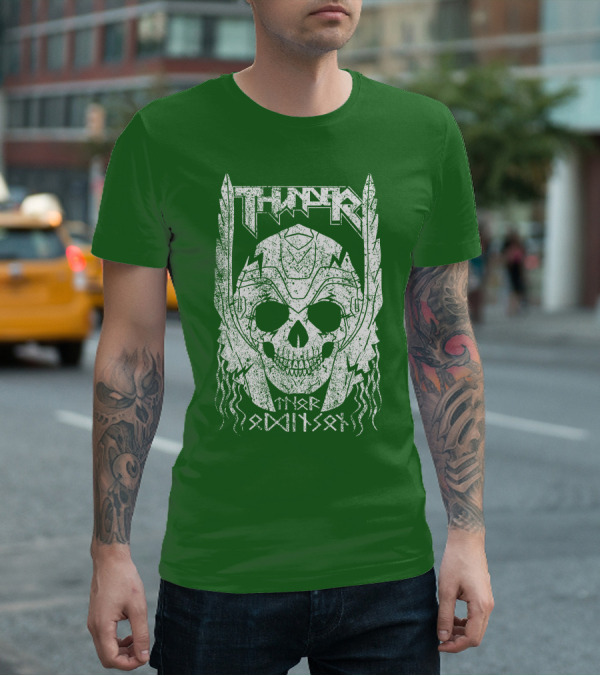 THUNDER Thor Odin Son Skull T-Shirt
