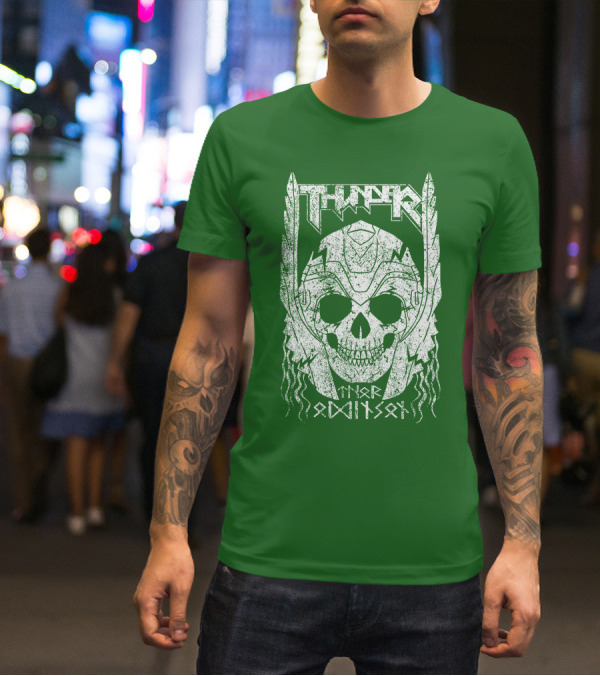 THUNDER Thor Odin Son Skull T-Shirt