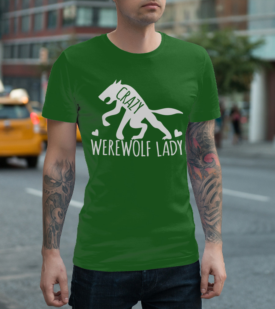 Crazy Werewolf Lady Hearts T-Shirt