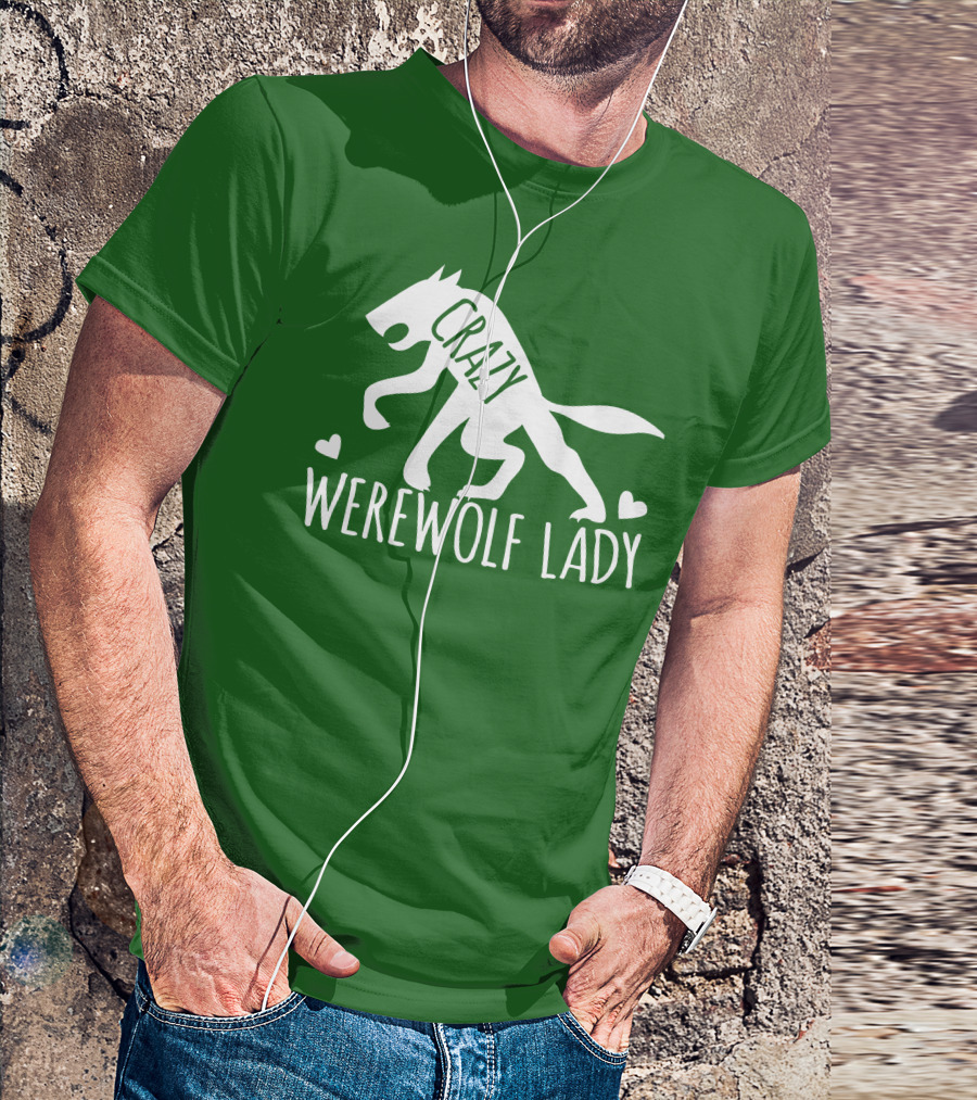 Crazy Werewolf Lady Hearts T-Shirt