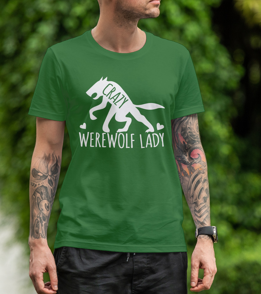 Crazy Werewolf Lady Hearts T-Shirt