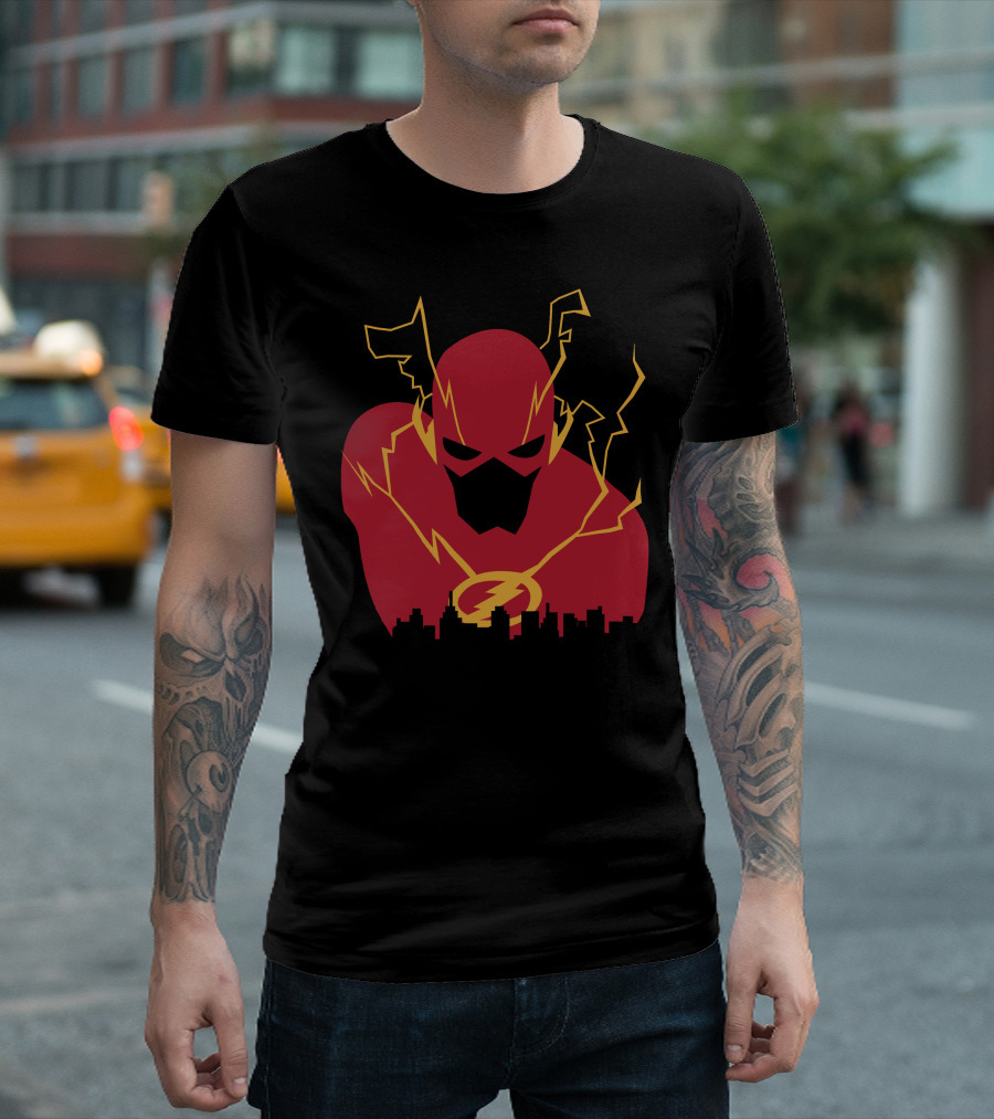 I Protect This City Flash Inspired Lightning Hero Skyline T-Shirt