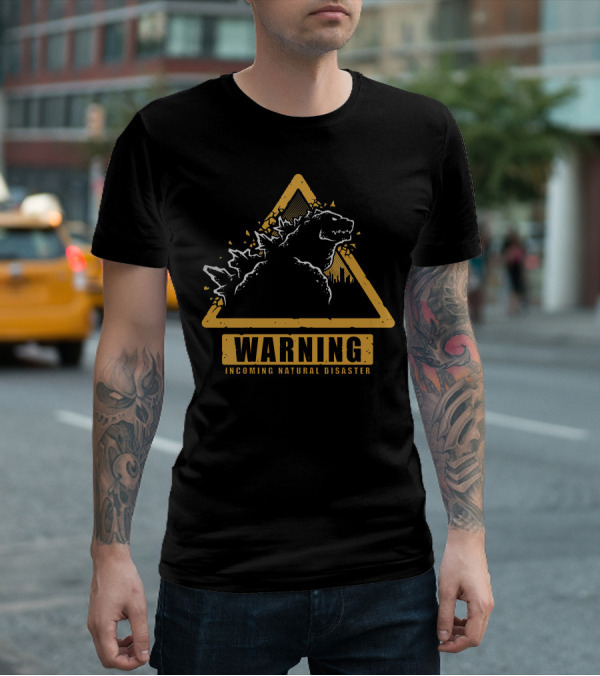WARNING INCOMING NATURAL DISASTER TRIANGLE MONSTER OUTLINE T-Shirt
