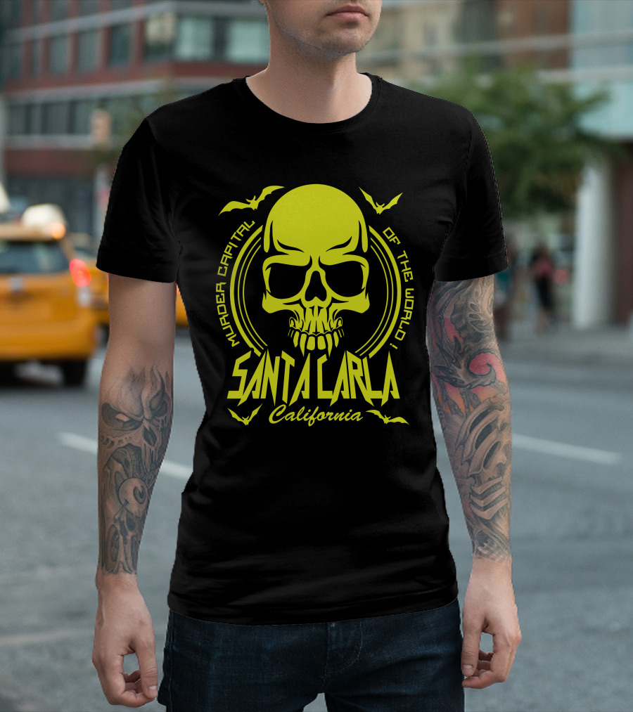 Santa Carla California Murder Capital of the World Skull Bats T-Shirt