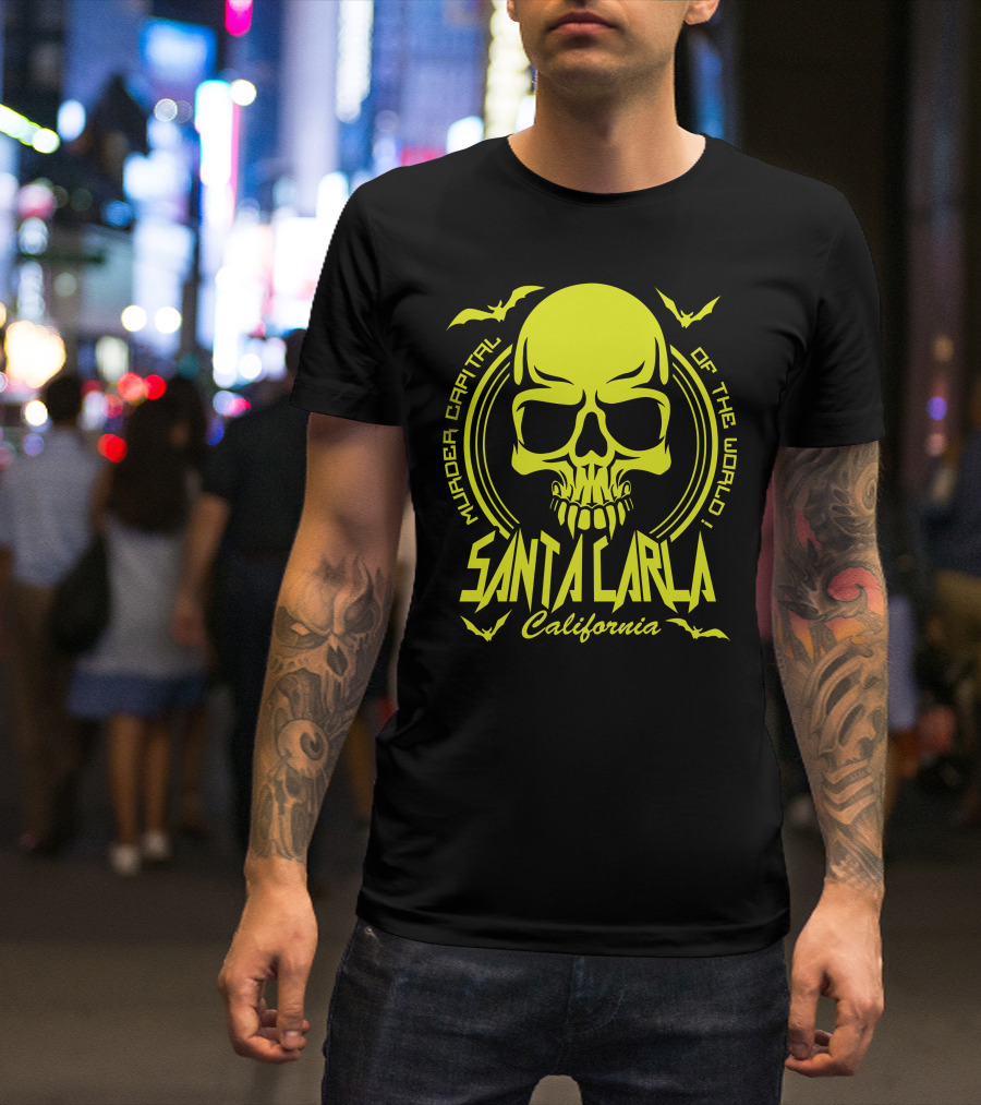 Santa Carla California Murder Capital Of The World Skull Bats T-Shirt