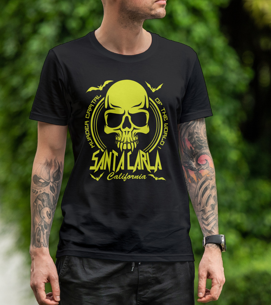 Santa Carla California Murder Capital Of The World Skull Bats T-Shirt